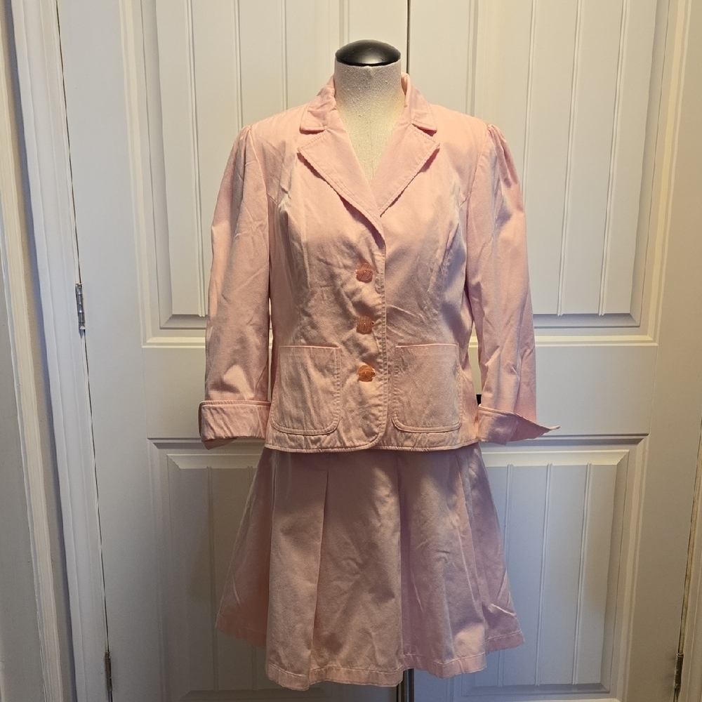 Apostrophe 10 Petite Pink Blazer And Skirt Interview Ready Office Cotton Spandex